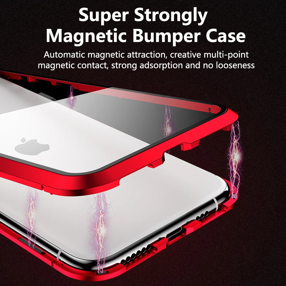 Магнитный чехол для задней панели телефона с металлической рамкой iPhone 11 Pro Max XS MAX X