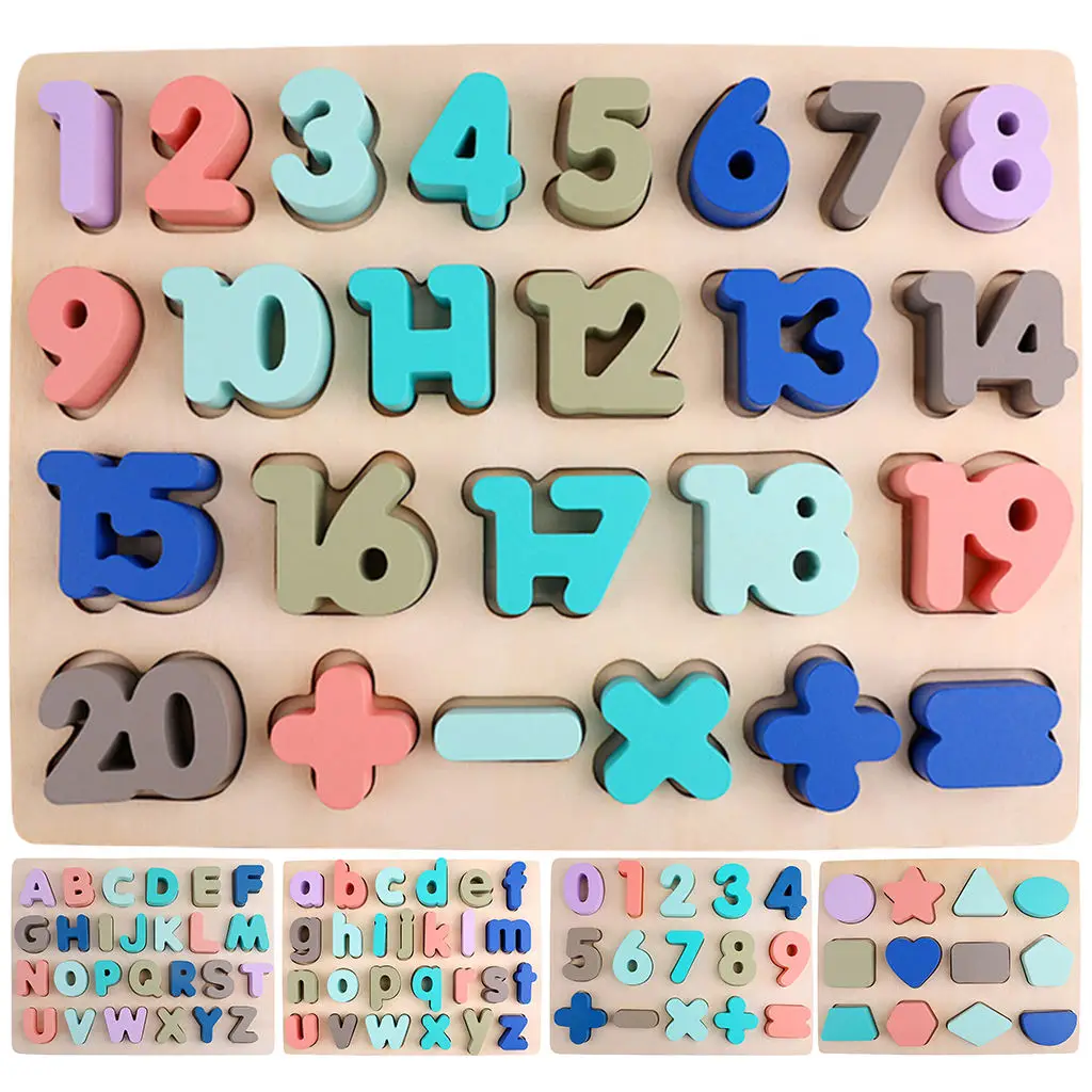 

Colorful Blocks Puzzle Board Pre-school Educational Developmental Motor Skill Montessori Sensory Toys for Kids Gift