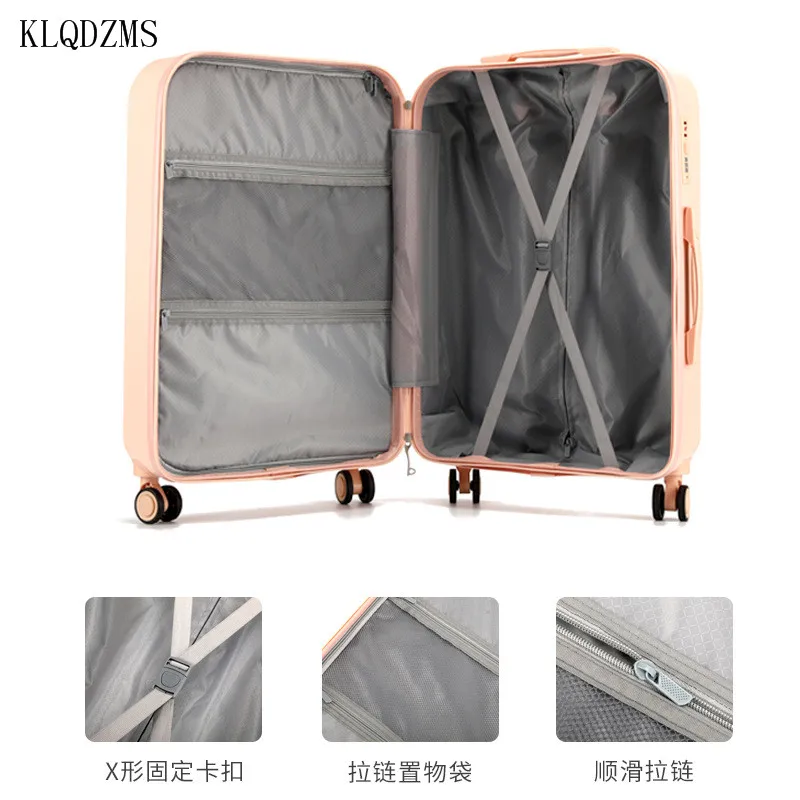 KLQDZMS  18’’20’’24’’26 Inch PC Wheeled Suitcase Trolley With Cosmetic Bag   ABS Colorful Hot Sell Women Rolling Luggage