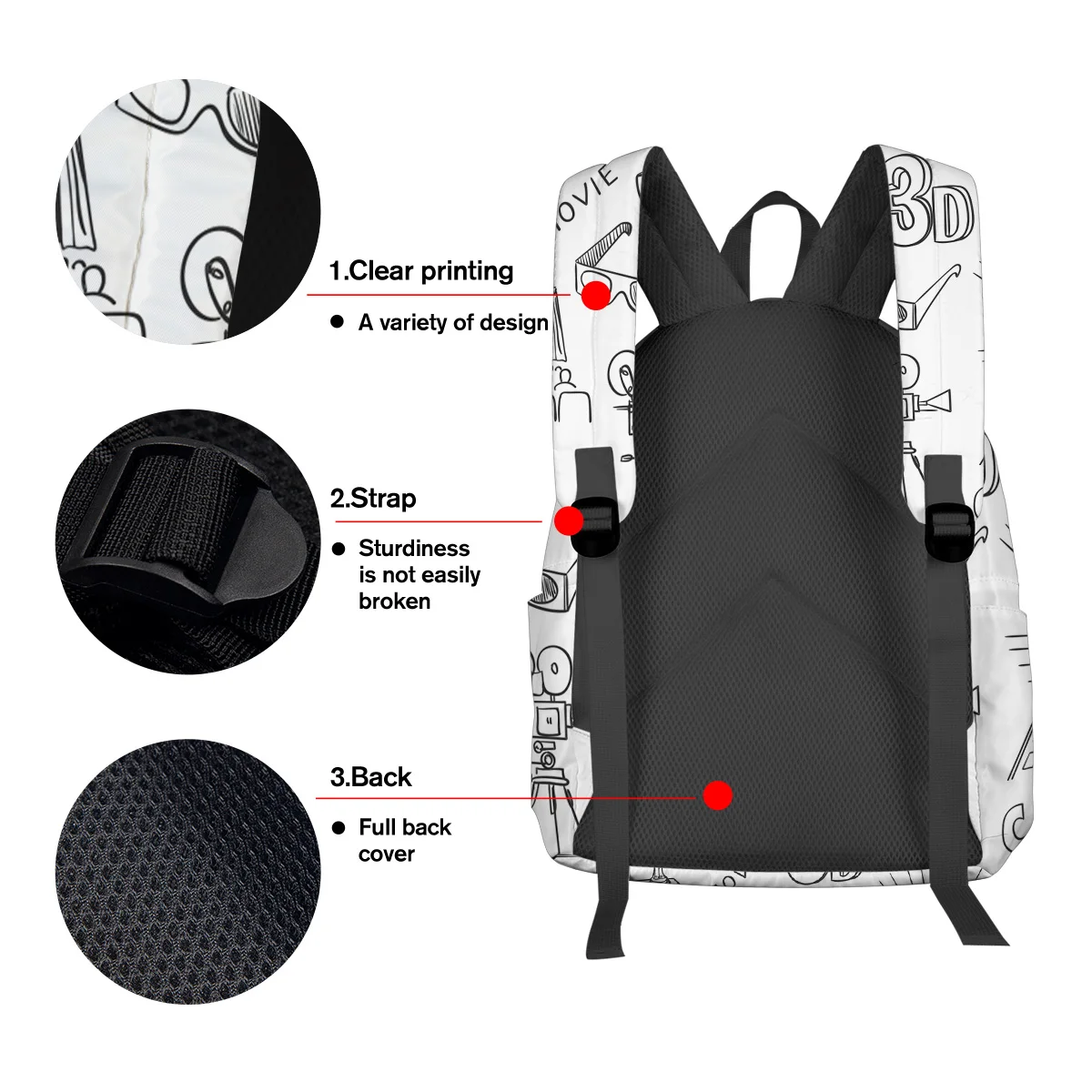 WHEREISART Cartoon Sketch Backpacks Laptop With Usb Charging Port Internal Frame Multipurpose Daypacks Shoulder |
