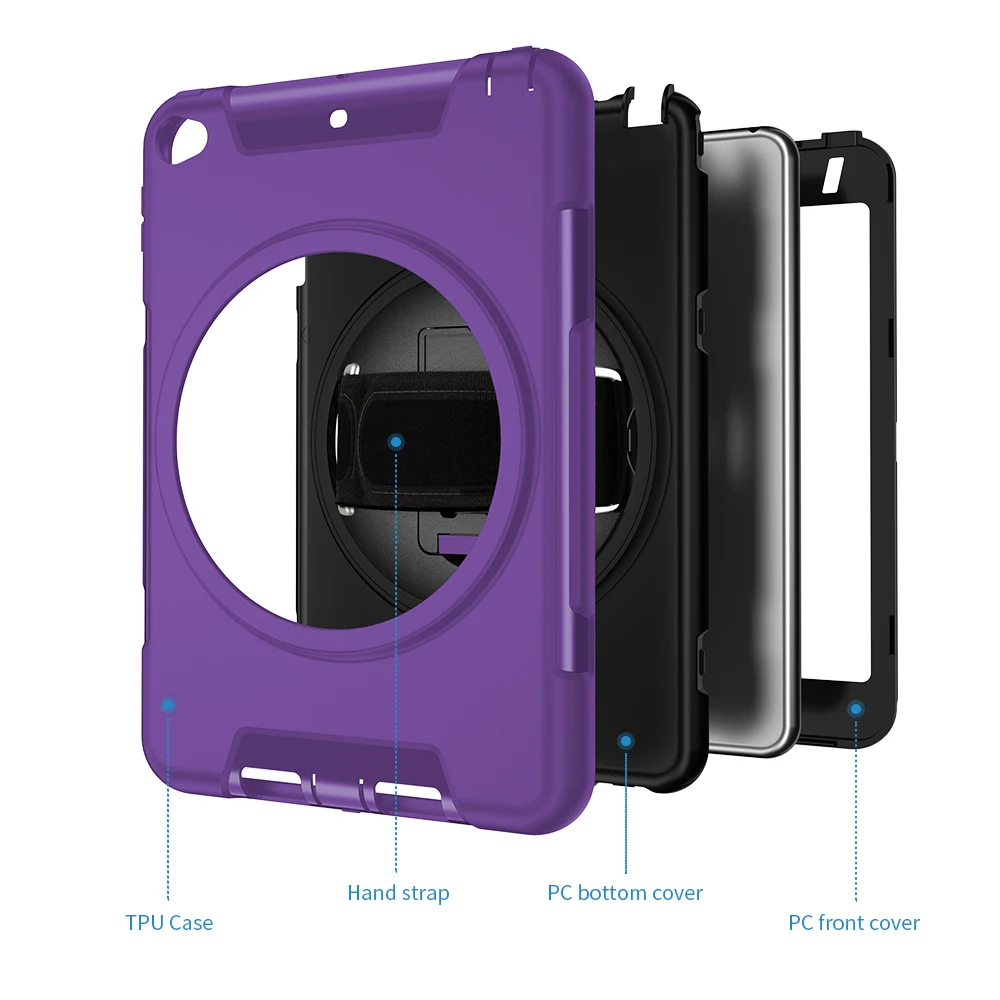 Ударопрочный чехол для iPad Mini 4 5 с держателем ручек вращающийся на 360 подставкой