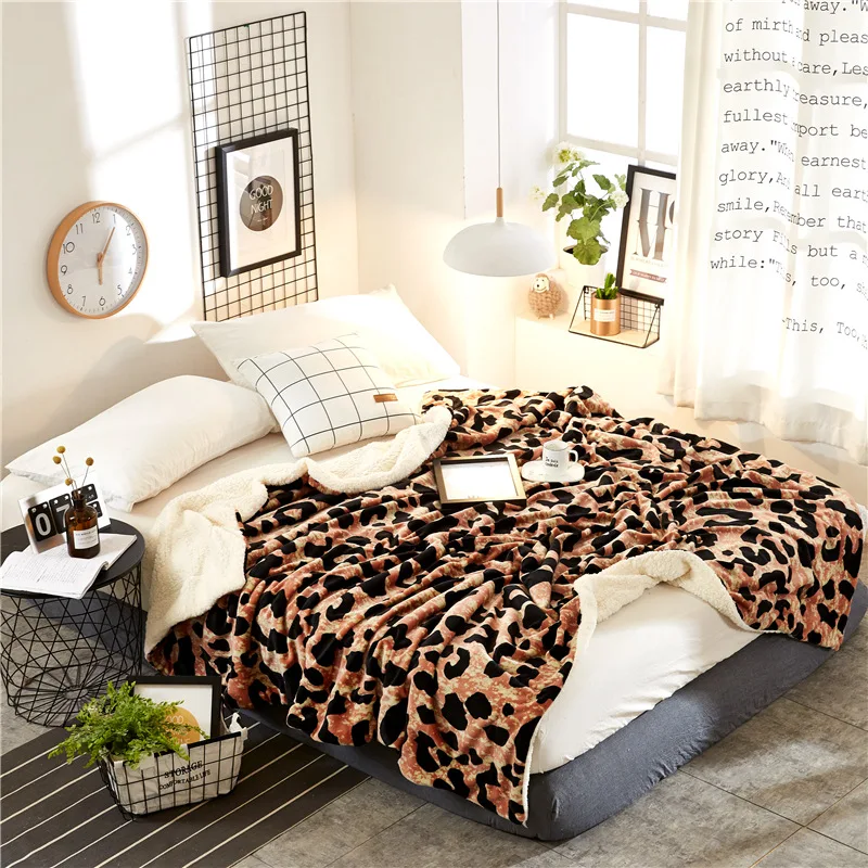 

Leopard Printed Blanket Super Soft Warm Bedspread On The Bed Blankets For Beds Winter Warm QQ78#