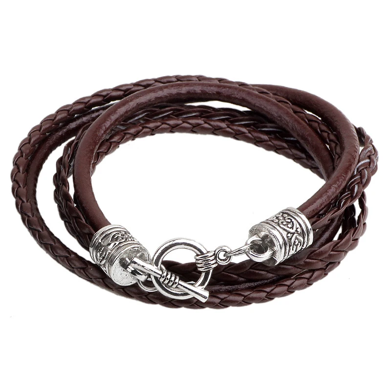 Многослойный браслет из воловьей кожи в стиле панк для мужчин и женщин 2018 крутой
