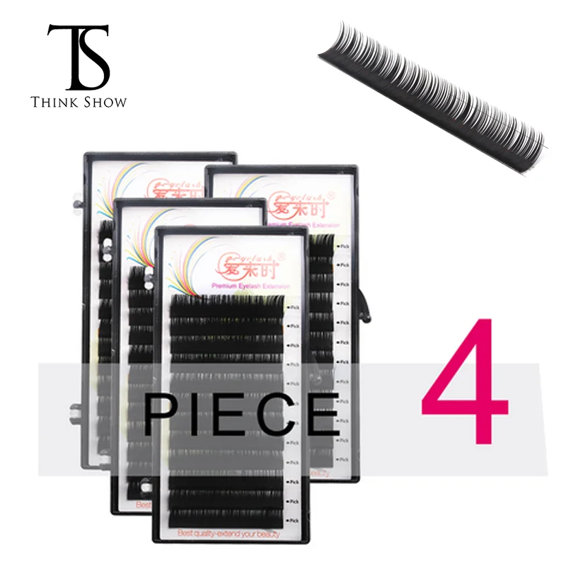 THINKSHOW наращивание ресниц 4 шт./лот B/C/D Curl 8 15 мм Длина шелковые ресницы корейские