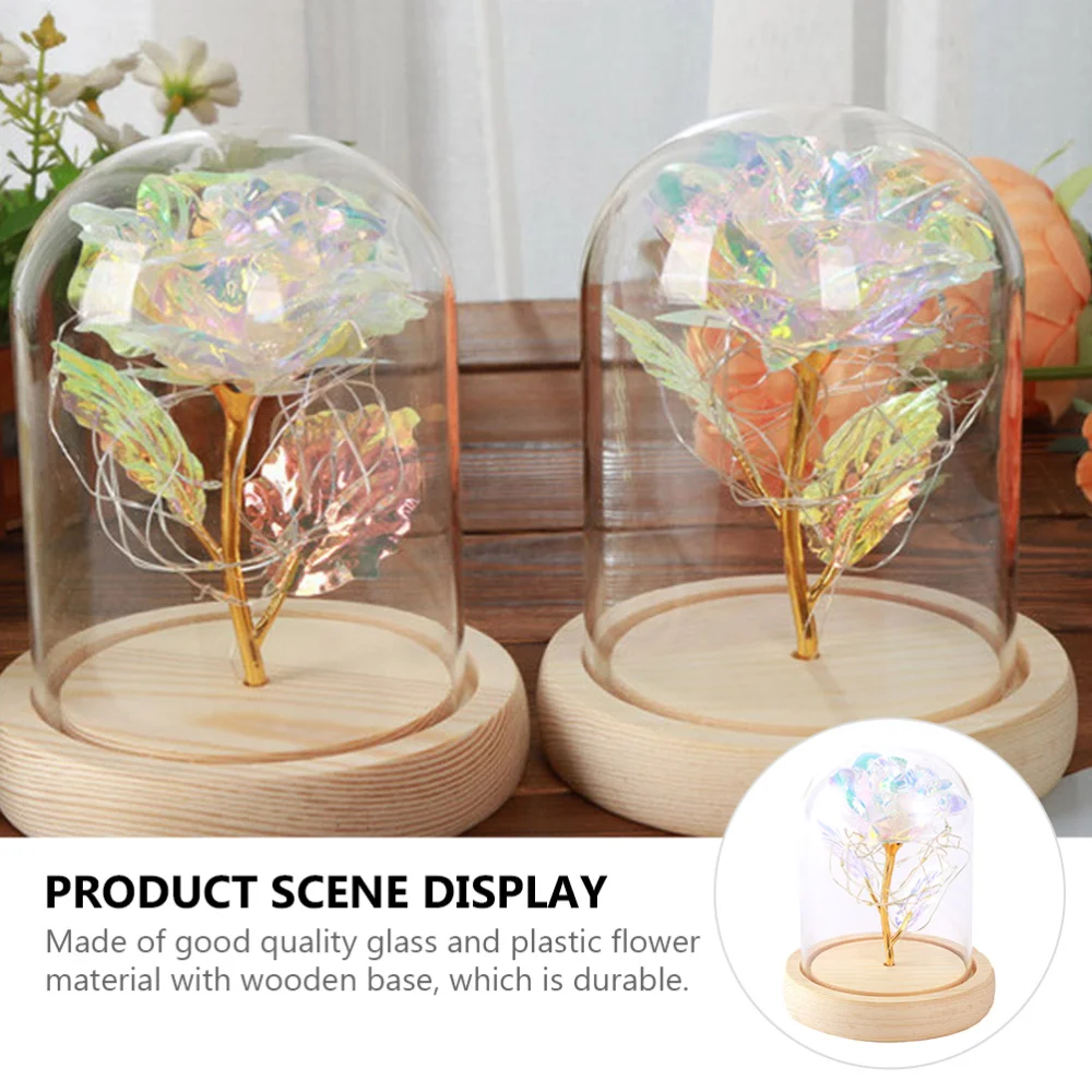 

Creative Foil Rose Glass Cover LED Light Romantic Tabletop Lamp without Battery