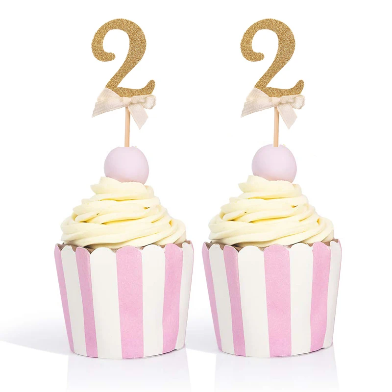 CMGBOBP 10 шт. золотые блестящие топперы для капкейков украшения дня рождения подарки