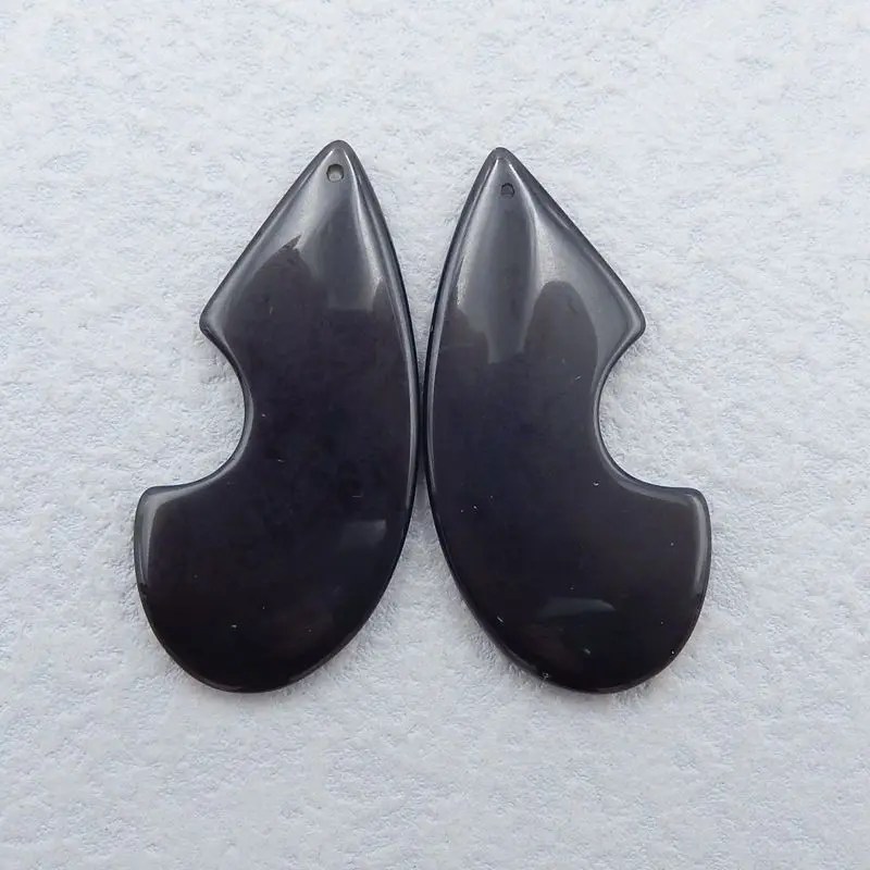 

Natural Stone Obsidian Gemstone Trendy Earring Bead For Women 47x22x4mm 11g