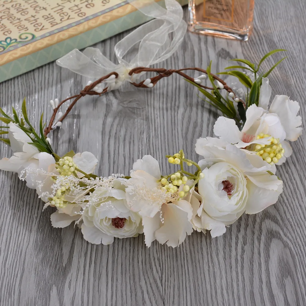 

Lady Girl Crown Flower Hair Wreath Floral Hairbands Beach Holiday Wedding Party Headband Bridal Bridesmaid Headdress Travel Prop