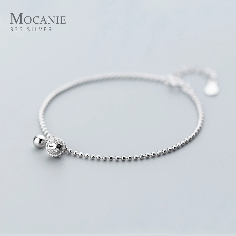 

Mocanie Fashion 925 Sterling Silver Simple Cute Bells Beads Little Ball Strand Bracelet for Women Adjustable Bangle Fine Jewelry