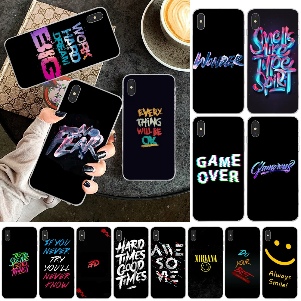Мягкий резиновый Чехол ByLoving Color text на заднем фоне из ТПУ для iPhone 11 pro XS MAX 8 7 6 6S Plus X 5