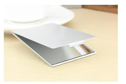 Зеркало для макияжа компактное складное ультратонкое алюминиевое прямоугольное