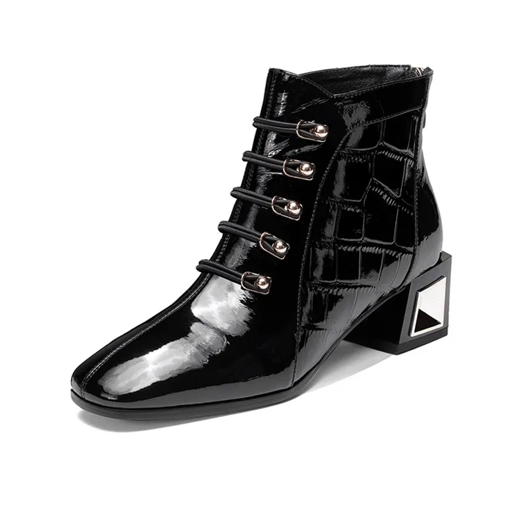 MLJUESE/женские ботильоны из коровьей кожи с квадратным носком Зимние короткие