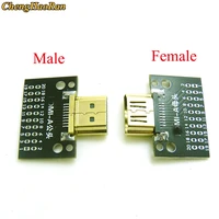 chenghaoran 2pcs compatible hdmi male and female test board 19pin 19p male plug connector with pcb test board solder type a