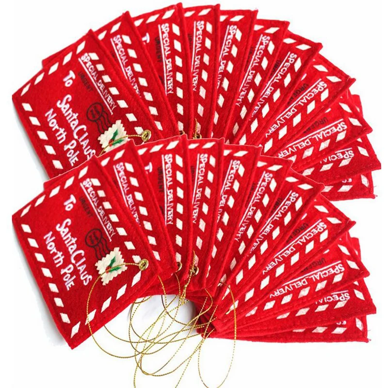 

6 Pcs Red Christmas Non-woven Envelope Xmas Tree Decor Candy Greeting Cards Bag Party Gifts for Friends Party Supplies