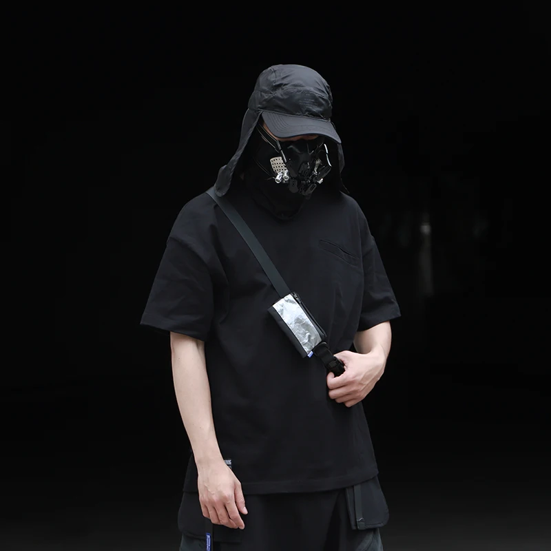 WHYWORKS 20SS Techwear графическая черная футболка сломанная модель в стиле хип хоп панк