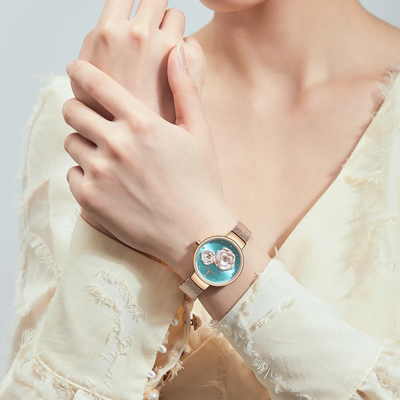 Оригинальные женские часы с объемным цветком топ бренд роскошные NAVIFORCE модные