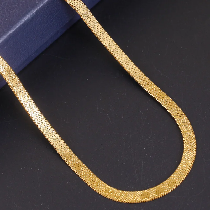 Flat Blade Snake Link Chain Choker Necklace Women Vintage Jewelry LOVE Metal Simple Gold Color Collar | Украшения и аксессуары