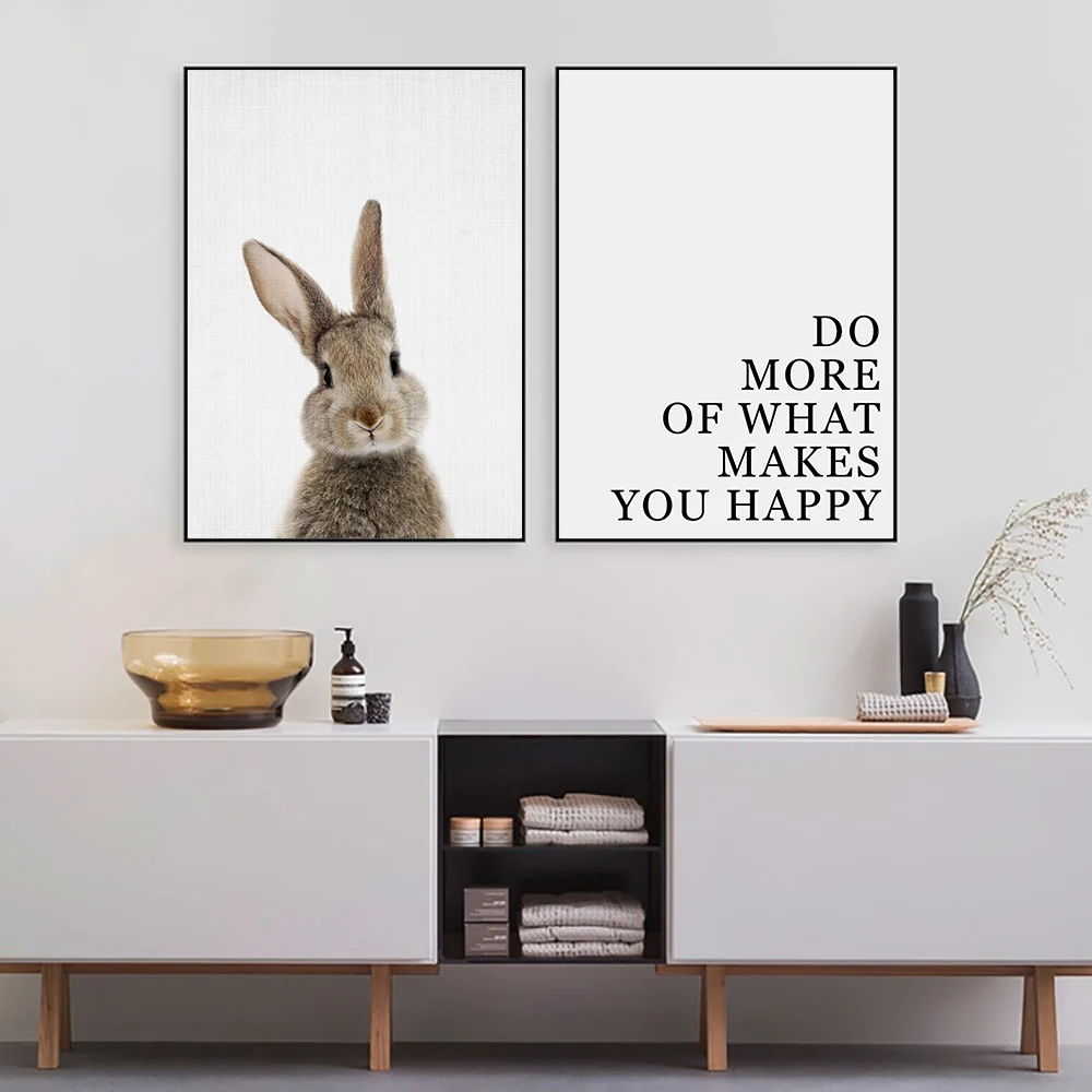 Мотивационные цитаты кролик стены холст живопись PosterAnimal плакаты и принты