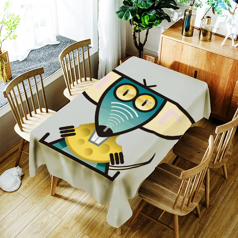 

Printed cute animal pattern washable decorative household waterproof tablecloth