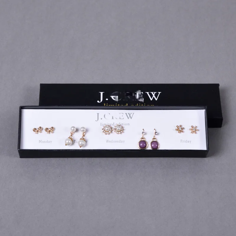 Пользовательский логотип печать серьги коробка переносной упаковки ювелирных