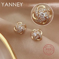 yanney 925silver 2022 trendy fashion windmill stud earrings woman simple clover jewelry party accessories birthday gift