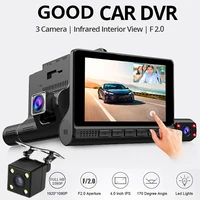 car dvr dash cam full hd 1080p 3 cameras vehicle video recorder frontinsiderear camera auto dash camera night vision g sensor