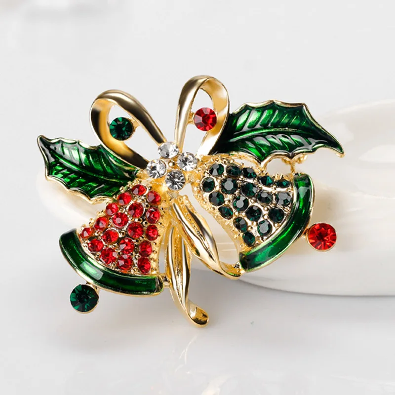 Фантазийные Красочные Стразы Рождественский Колокольчик Броши для женщин