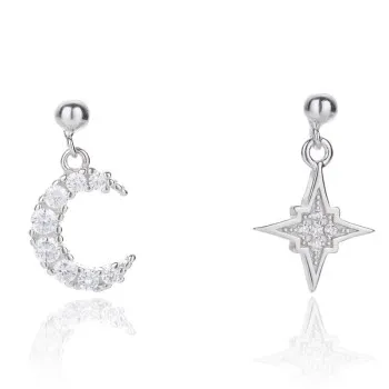 

Korean star moon Design Earrings Female Minority S925 Silver Earring net Red Star Moon Earrings eh245b43