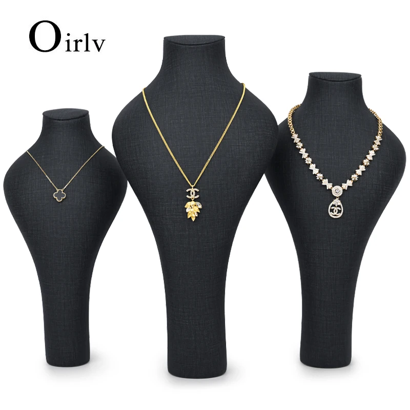 

Oirlv Newly 30cm~40cm Resin Portrait Necklace Display Stand PU Leather Jewellry Mannequin Bust For Necklace Pendant