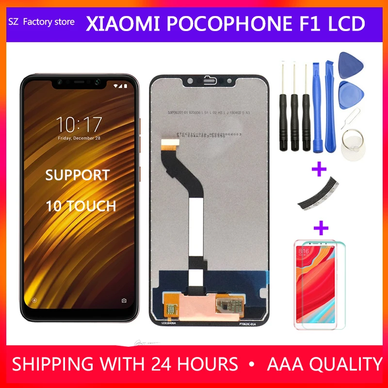 Замена экрана для Xiaomi Pocophone F1 ЖК-дисплей и сенсорный экран дигитайзер Рамка в сборе Набор для POCO F1 2246*1080 пикселей