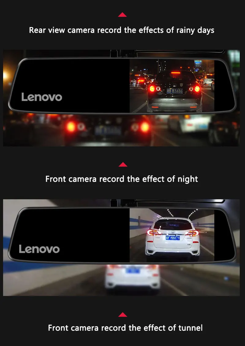Оригинальное lenovo 4,3 ''зеркало заднего вида с 16 Гб TF камерой, видеорегистратор Full HD 1080P ips, сенсорный экран, ночное видение, Автомобильные видеорегистраторы, видеорегистраторы