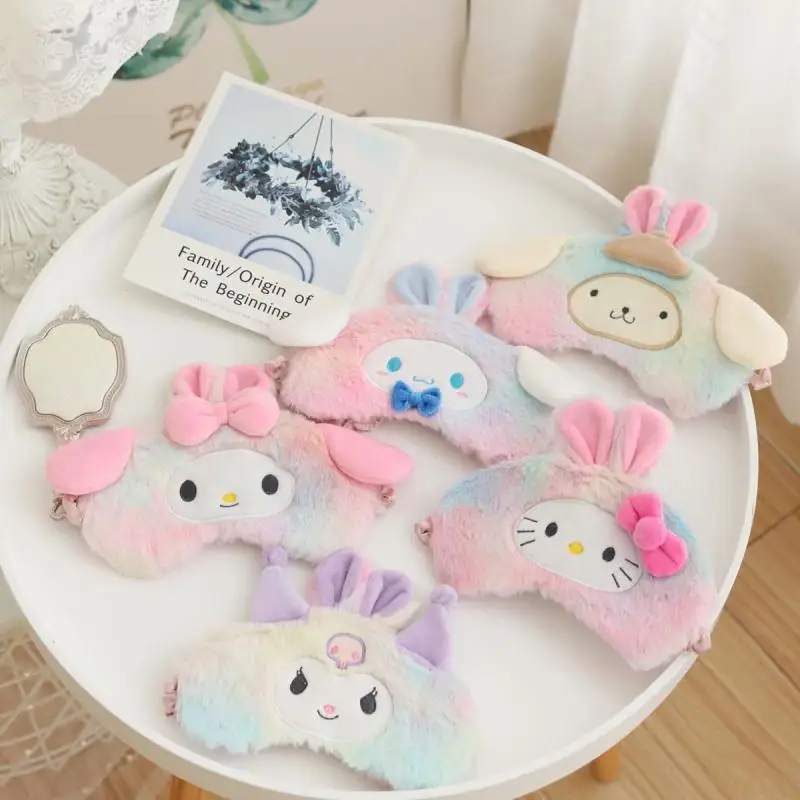 

Милые Мультяшные плюшевые игрушки Melody Kuromi, милый Коричный Кот, Мягкий Повязка На глаза для сна, затенение, портативный офисный взгляд, оздор...