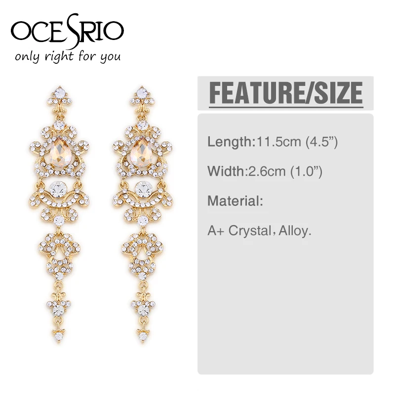 Роскошные готические черные серьги-подвески OCESRIO цвета шампанского длинные