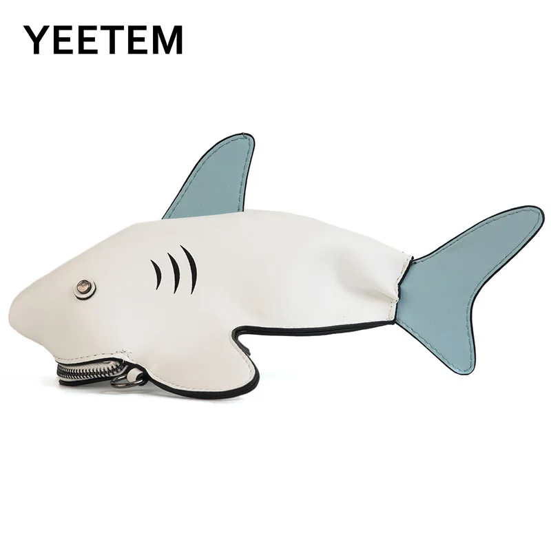 

Creative fashion personality simple new cartoon cute animal shark shape shoulder messenger woman bag mini wallet student gift