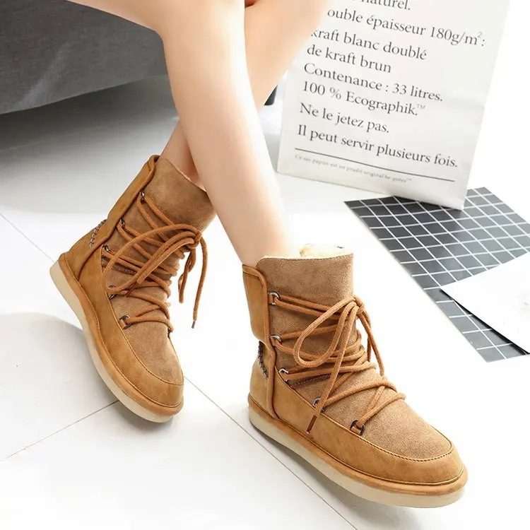 

Women's Winter Boots Genuine Leather Warm Wool Waterproof Ladies Boot Snow Boots Women Waterproof Shoe Fashion Woman 7856