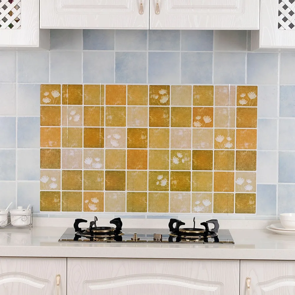 

New 60x100cm Kitchen Room PVC Anti Oil Wall Sticker High Temperature Resistance Paper Fumes Oil Insulation Free shipping