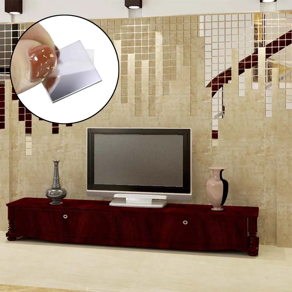 20 шт./компл. мозаика 3d квадратная зеркальная кристальная Настенная Наклейка