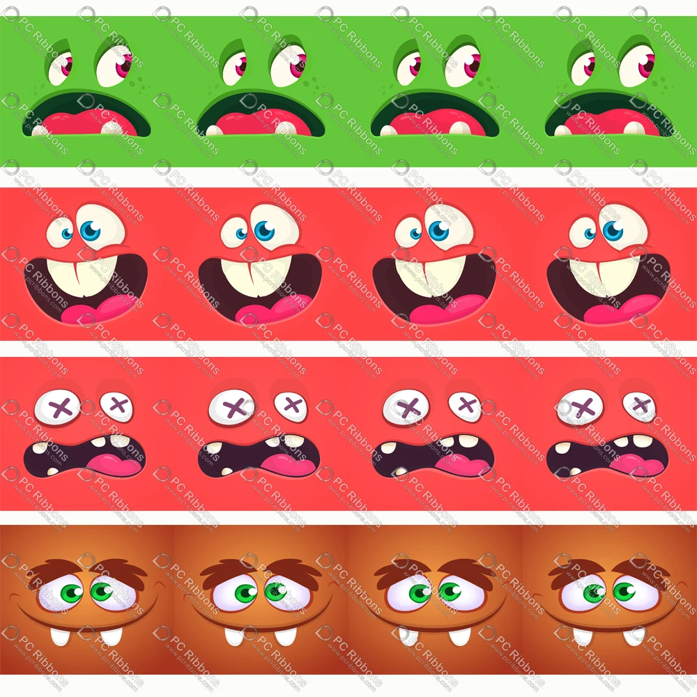 

Лента для поделок «сделай сам» 1-3 дюйма, мультяшный Монстр на Хэллоуин, материалы ручной работы, шнурок с бантом для волос/атласная/корсажная лента CA188