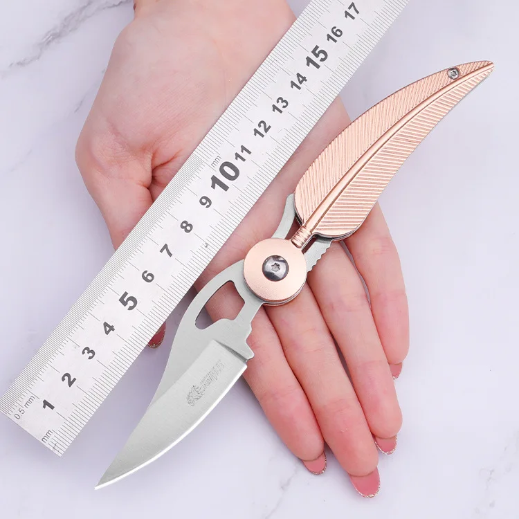 

Feather Folding Knife EDC Defense Tool Mini-Knife Tactical Knife Survival Knife Hand Tool A Pocket Knife Cute Pink Pocket Knife