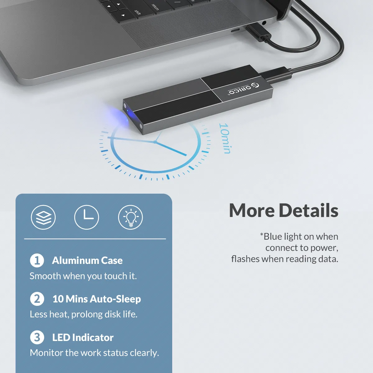 Корпус SSD ORICO M2 NVMe M.2 корпус USB3.1 Type C поддержка 10 Гбит/с большая емкость для Samsung Intel