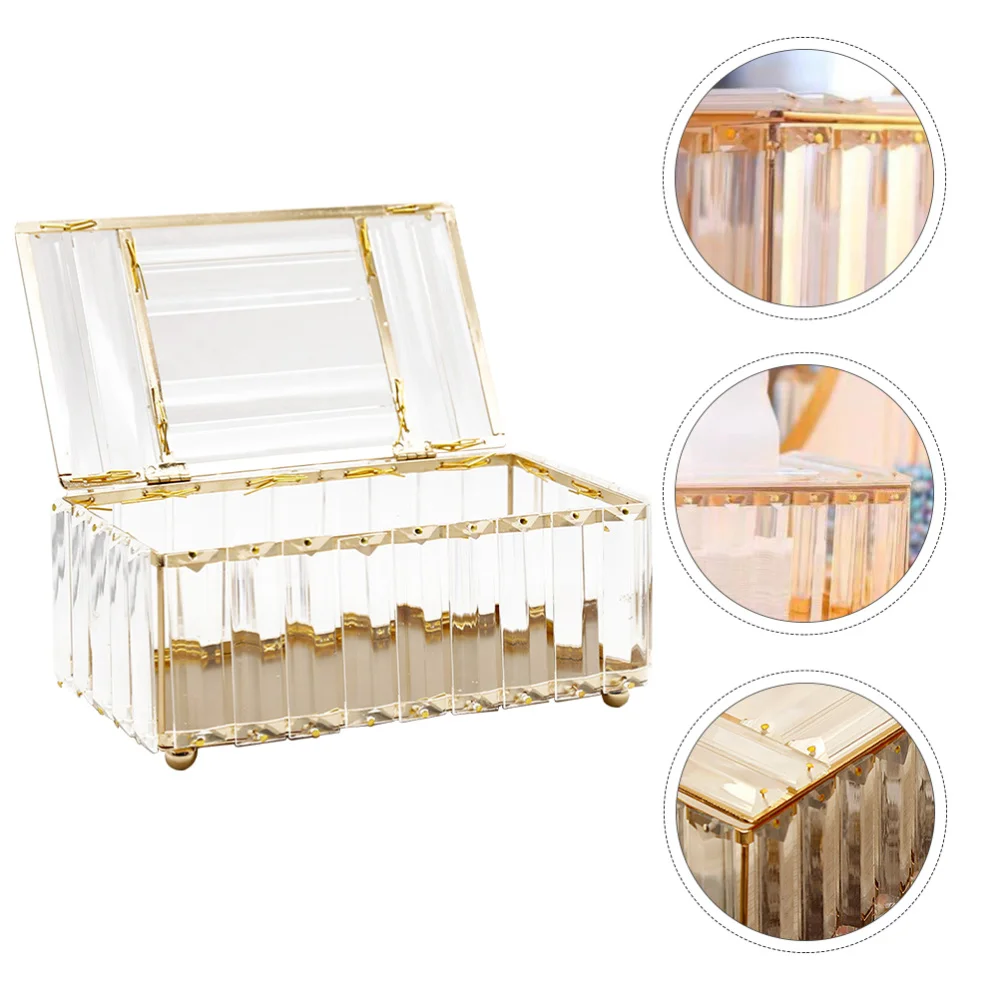 

1Pc Crystal Delicate Tissue Box Home Decorative Napkin Holder Golden White