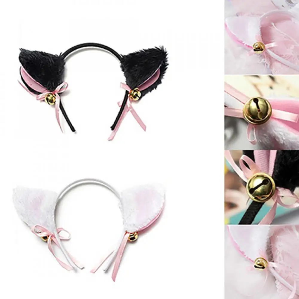

70% Hot Sell Cartoon Cats Fox Ears Headband with Bell Bow for Anime Cosplay Party Costume