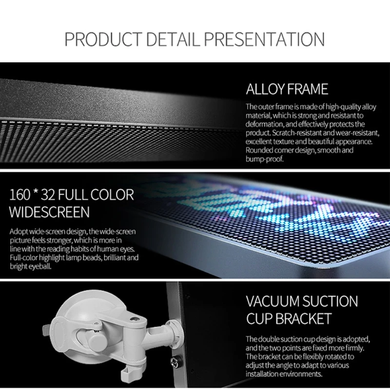 

MXLF LED RGB Full Color Sign Message Display Board for Car Windows and Business StorefrontsText, Animation, Pictures Can Be