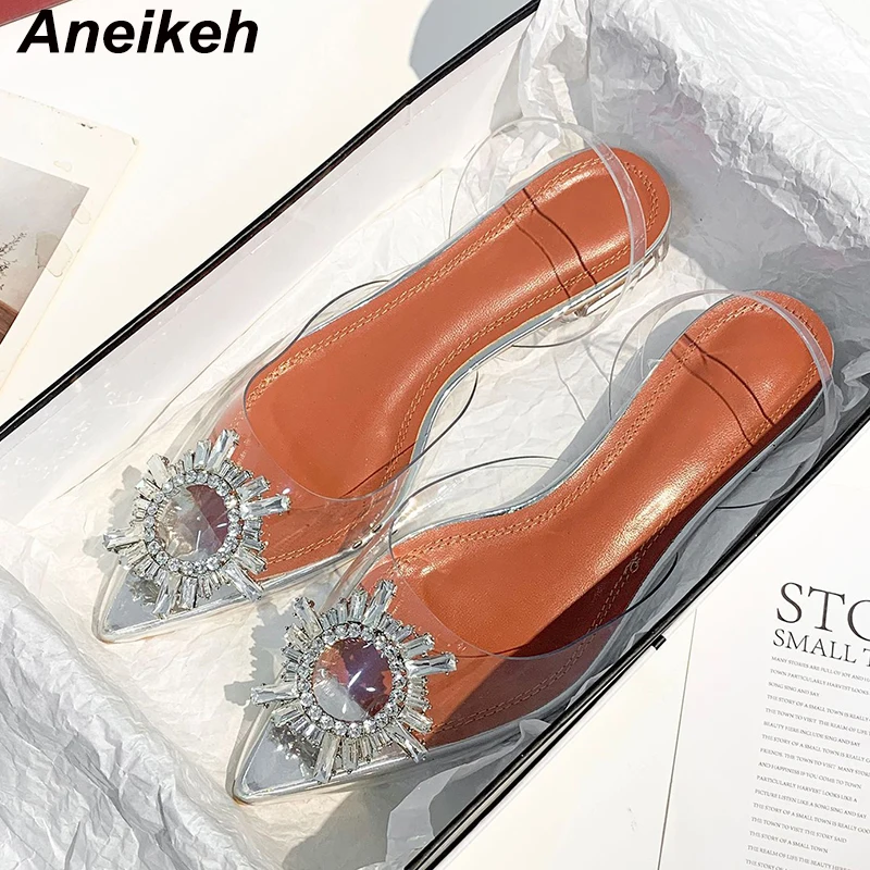 Aneikeh новые блестки Стразы солнцезащитный цветок Модные женские Босоножки на