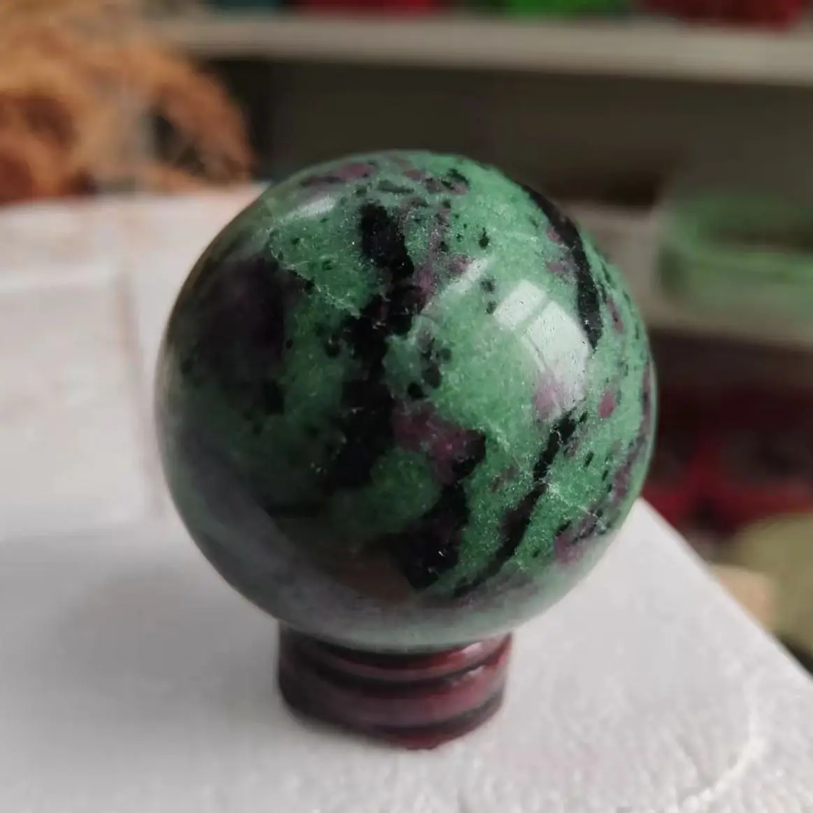 

Natural Ruby Zoisite Ball Epidote Quartz Crystal Spheres Red Green Treasure Minerals Reiki Energy Healing Stones Room Decorate
