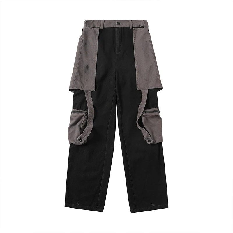 

Tactical Fake Two Pieces Hip Hop Cargo Pants Men Removable Streetwear Big-Pocket Casual Vintage Joggers Pencil Trousers Techwear
