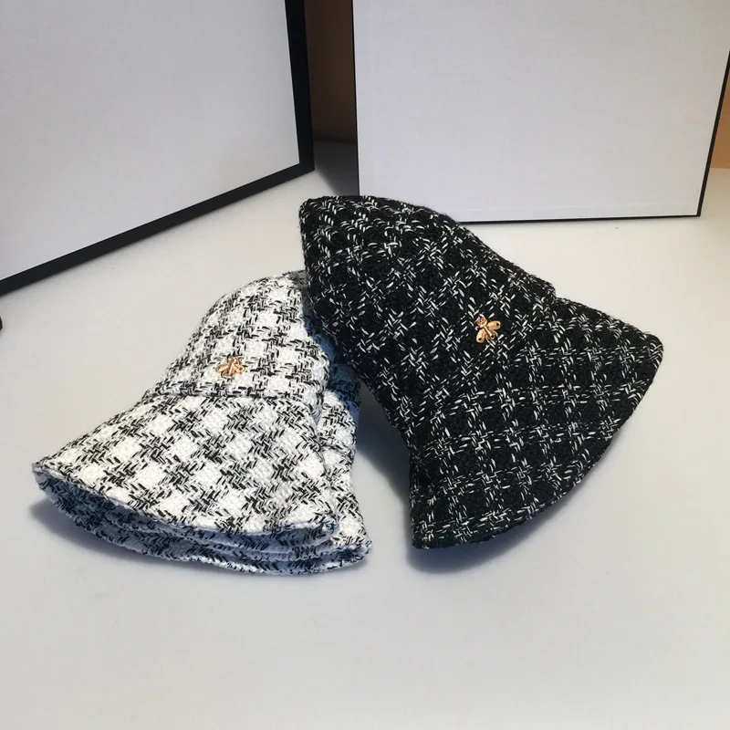 Панама женская хлопковая в клетку дизайнерская шапка от солнца стиле рыбалки