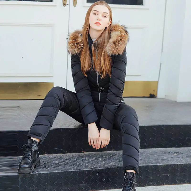 Повседневный женский лыжный костюм теплая сиамская хлопковая стеганая куртка с