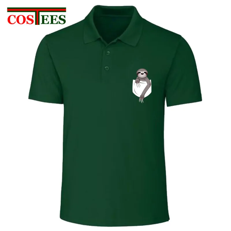 2020 модная популярная футболка поло с принтом Ленивец мужские рубашки карманами