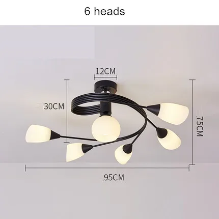 6 Lights- Black Современная многоцветная промышленная люстра, потолочный светильник, освещение для помещений, светодиодный светильник для гостиной, спальни, потолочные светильники для детей - Цвет абажура: 6 Lights- Black